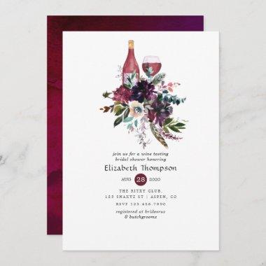 Burgundy Plum Red Wine Tasting Bridal Shower Invitations