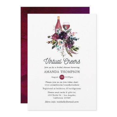 Burgundy Plum Virtual Wine Tasting Bridal Shower Invitations