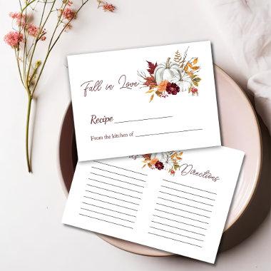 Burgundy Pumkpkin Fall Bridal Shower Recipe Note Enclosure Invitations