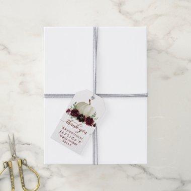 Burgundy Pumpkin Fall Bridal Shower Favor Tags