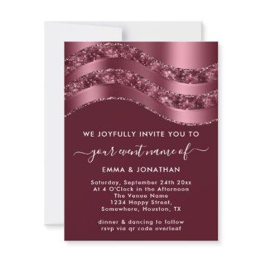 Burgundy QR Code Rose Wedding Bridal Bordeaux