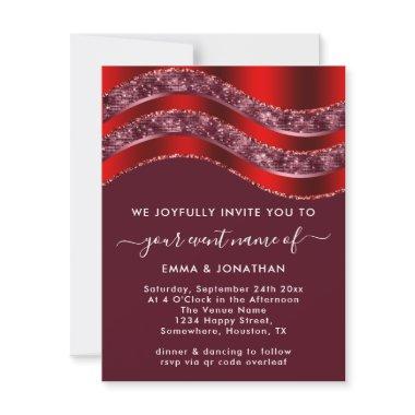 Burgundy QR Code Rose Wedding Bridal Bordeaux Red