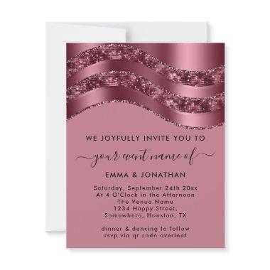 Burgundy QR Code Rose Wedding Bridal Pink