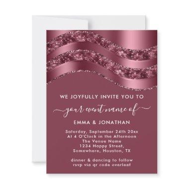 Burgundy QR Code Rose Wedding Bridal Shower