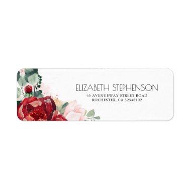 Burgundy Red and Blush Pink Floral Elegant Label