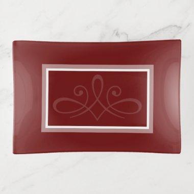 Burgundy red and white trinket tray