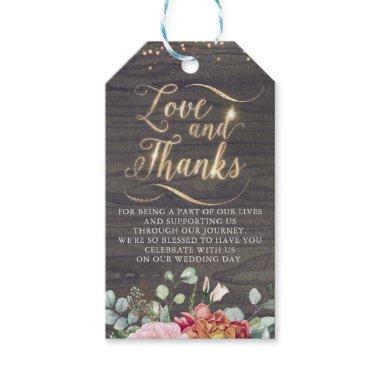 Burgundy Red Blush Floral Rustic Fall Thank You Gift Tags