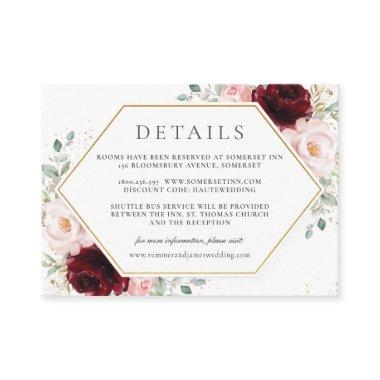 Burgundy Red Blush Pink Floral Wedding Details   Enclosure