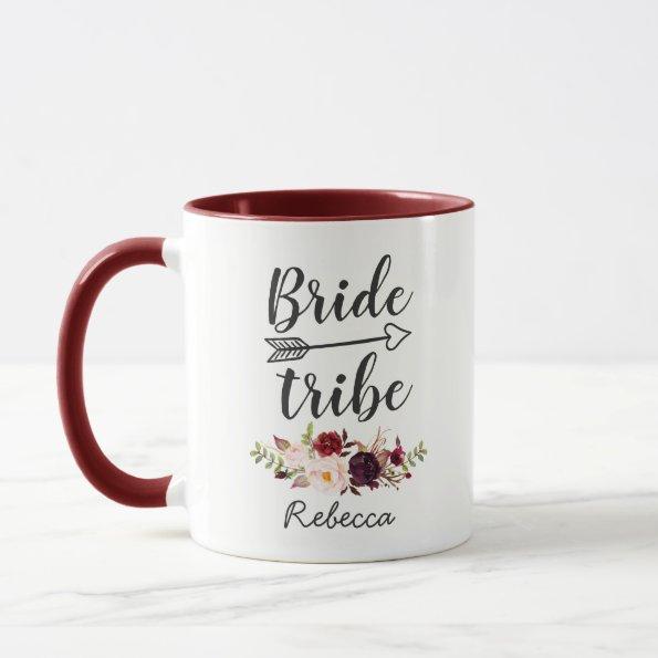 Burgundy Red Boho Floral Bridesmaid Bride Tribe Mug