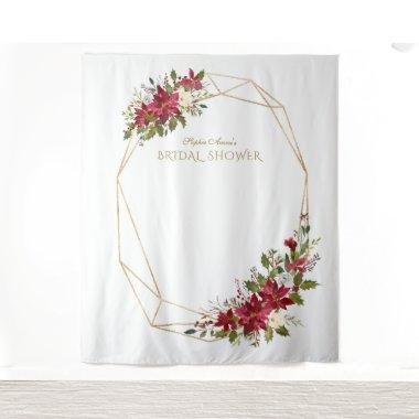 Burgundy Red Floral Gold  Photo Booth Tapestry