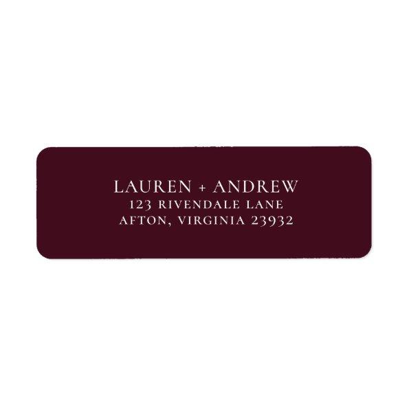 Burgundy Red Minimalist Return Address Label