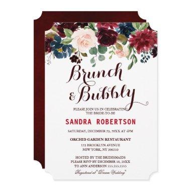 Burgundy Red Navy Floral Rustic Boho