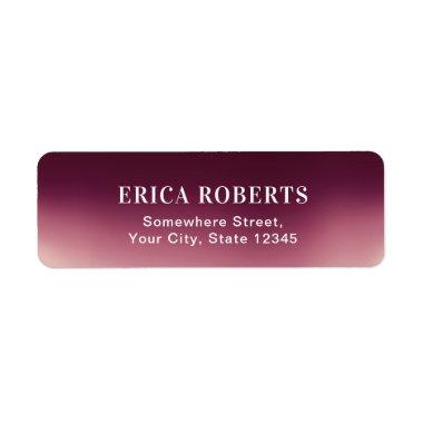 Burgundy Red Ombre Modern Wedding Address Label