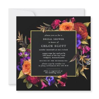 Burgundy Red Purple Orange Floral Bridal Shower Invitations