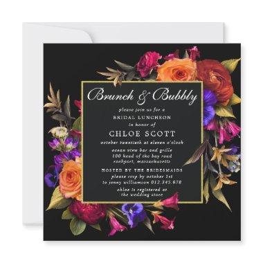 Burgundy Red Purple Orange Floral Brunch Bubbly Invitations