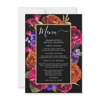 Burgundy Red Purple Orange Floral Menu Invitations