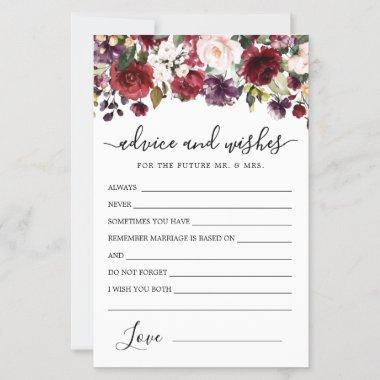 Burgundy Red Rose Floral Advice and Wishes Invitations