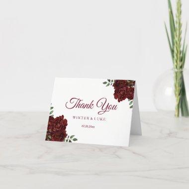 Burgundy Red Rose Wedding or Quinceanera Thank You