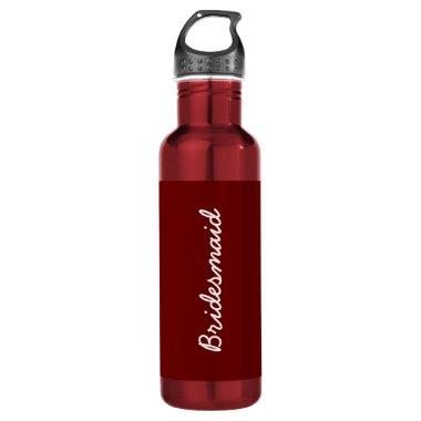 Burgundy Red Wedding Bridal Bridesmaid Gift Favor Stainless Steel Water Bottle