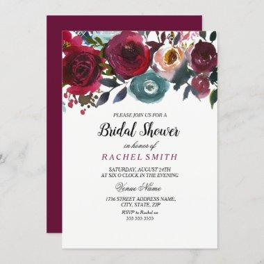 Burgundy Red Wine Bridal Shower Invitations