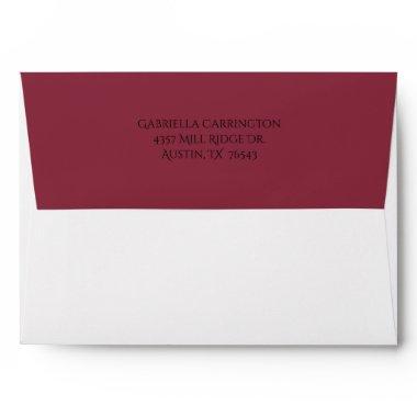 Burgundy Return Address Wedding  Envelope