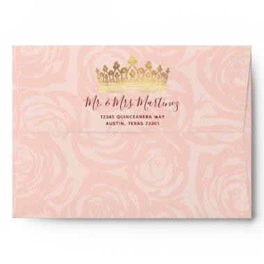 Burgundy Rose Gold Crown Butterfly Return Address Envelope