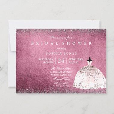Burgundy Rose Gold Pink Bridal Shower Invite
