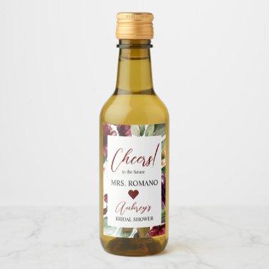 Burgundy Rose Mini Wine Bottle Label