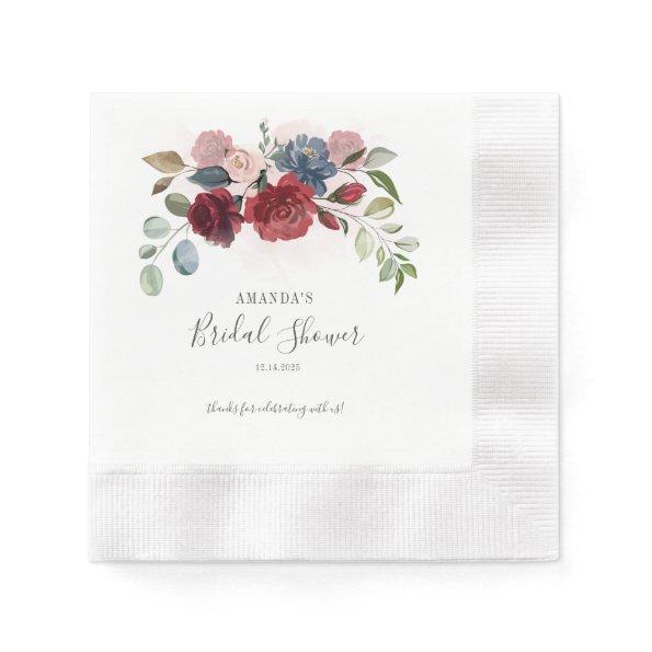 Burgundy Rustic Floral  Paper Napkins