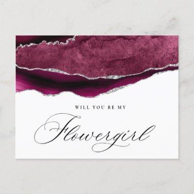 burgundy silver agate flowergirl proposal Invitations