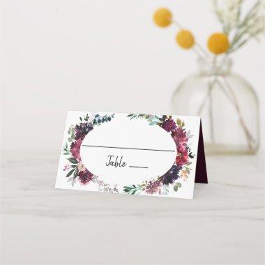 Burgundy Spring and Floral Wedding Place Invitations
