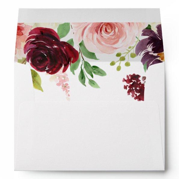 Burgundy Spring Calligraphy Wedding Invitations Envelope