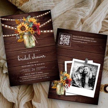 Burgundy Sunflowers Wood QR Code