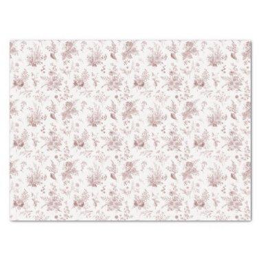 Burgundy Toile De Jouy Vintage Floral Chinoiserie Tissue Paper
