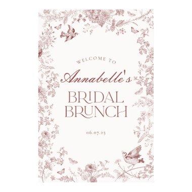 Burgundy Toile Floral Bridal Brunch Welcome Sign
