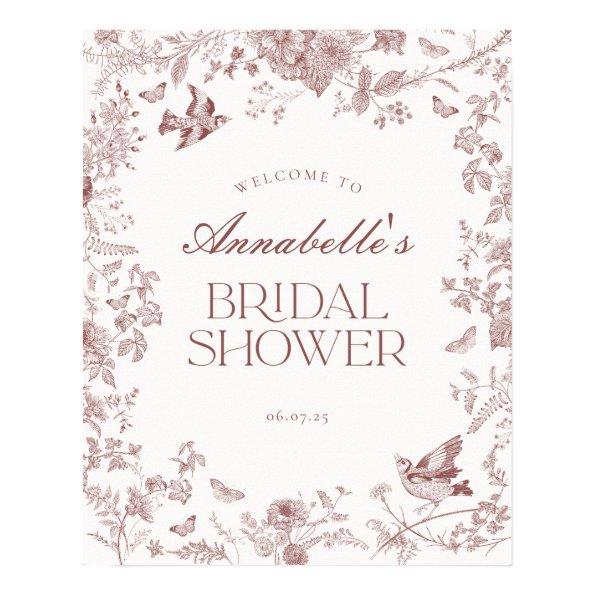 Burgundy Toile Floral  Welcome Sign