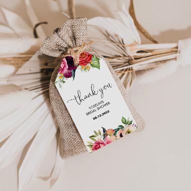 Burgundy Tropical Floral Thank You Gift Tags
