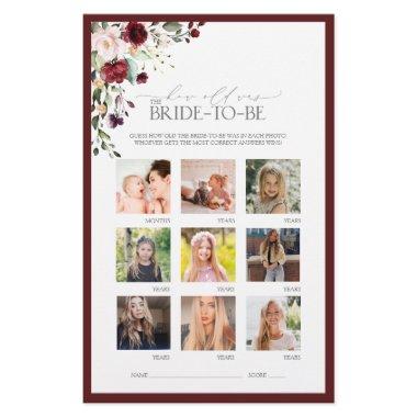 Burgundy Watercolor Floral  Game