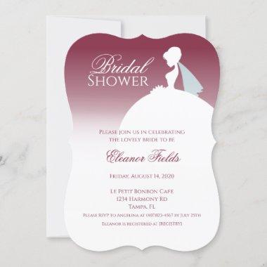 Burgundy Wine Elegant Bridal Shower Invitations