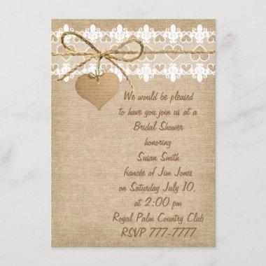 Burlap and Lace Bridal Shower Invitations