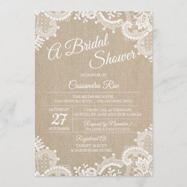 Burlap and Lace Bridal Shower Invitations
