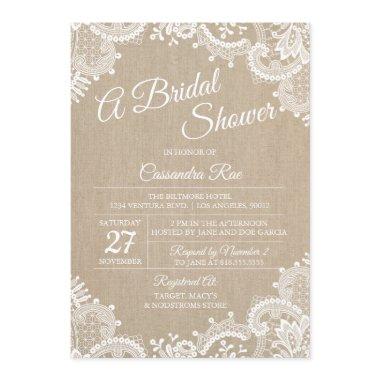 Burlap and Lace Bridal Shower Invitations