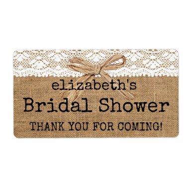 Burlap and Lace Bridal Shower Label