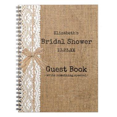 Burlap and Lace Image Bridal Shower Guest Book