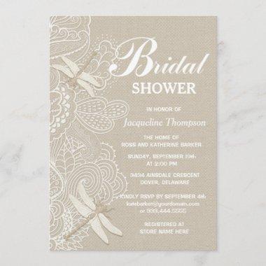 Burlap and Lace Rustic Bridal Shower Invitations