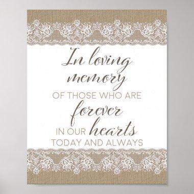 Burlap and Lace Rustic Wedding, In loving memory Poster