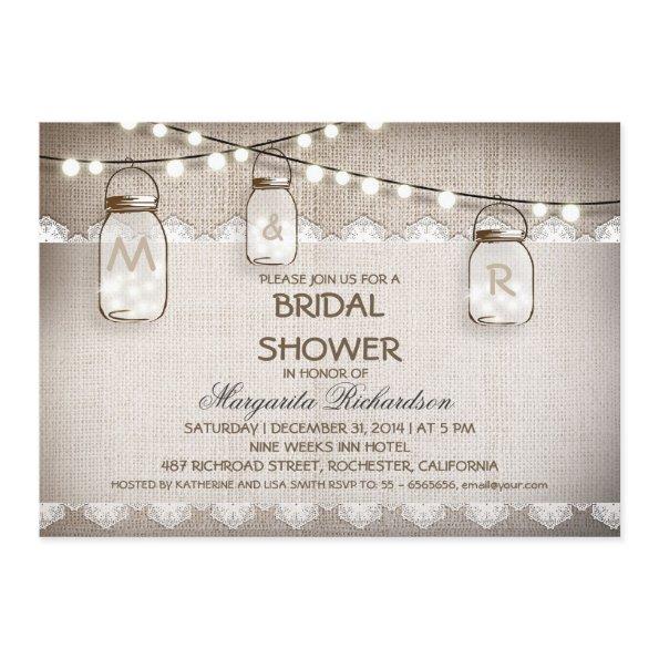 burlap and mason jars
