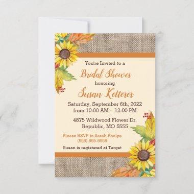 Burlap and Sunflowers Bridal Shower Invitations