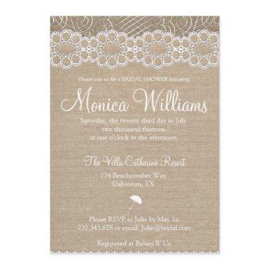 Burlap and Vintage Lace Bridal Shower Invitations