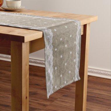 Burlap and White Lace Elegant Table Runner